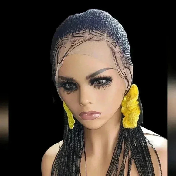 Ebony Elegance: Handcrafted Full Lace Cornrow Braided Wig 100 % handmade. NWT - Picture 15 of 15